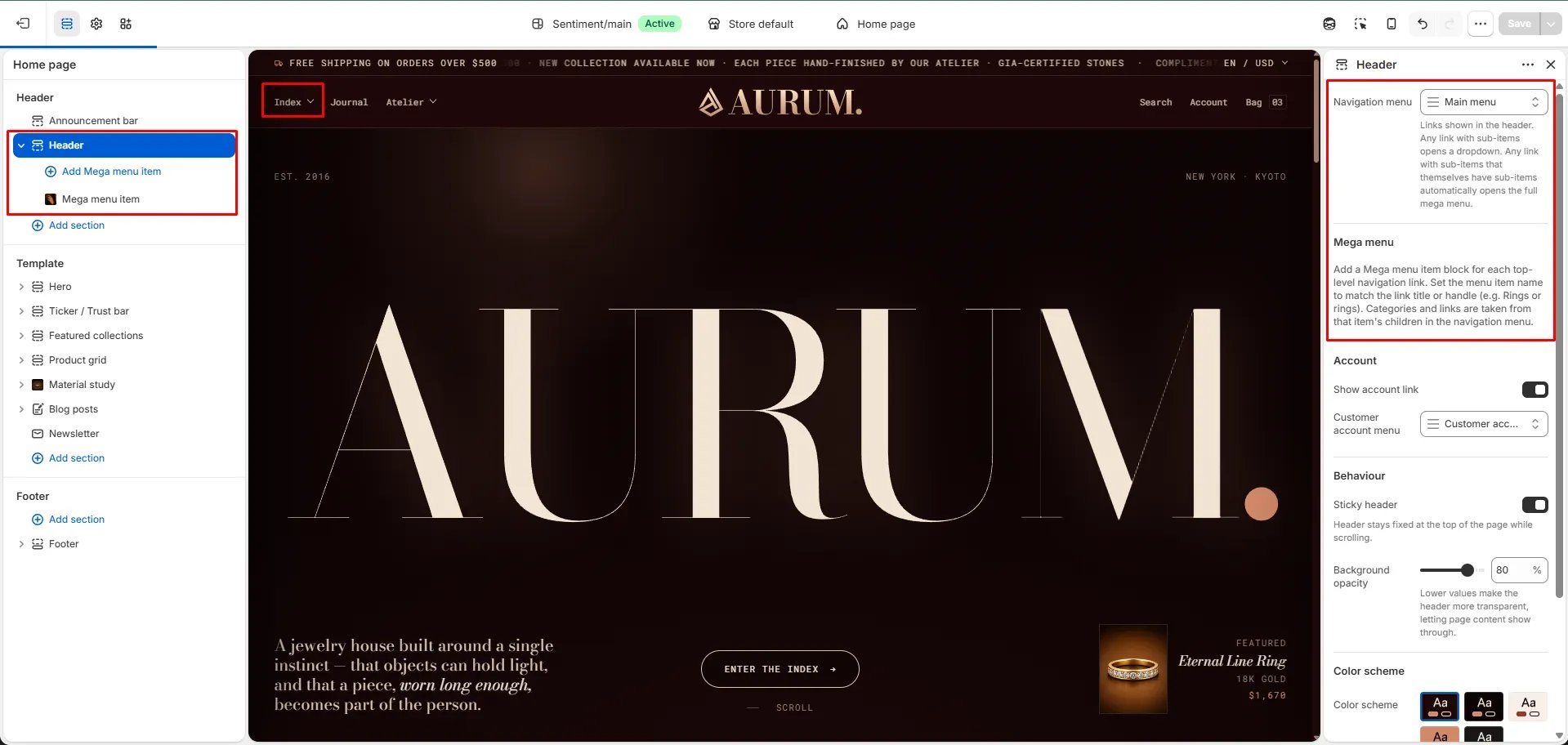 Header Navigation