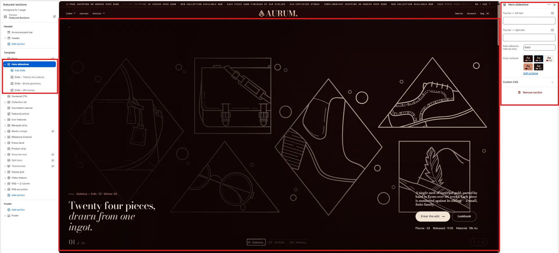 Hero Slideshow Settings