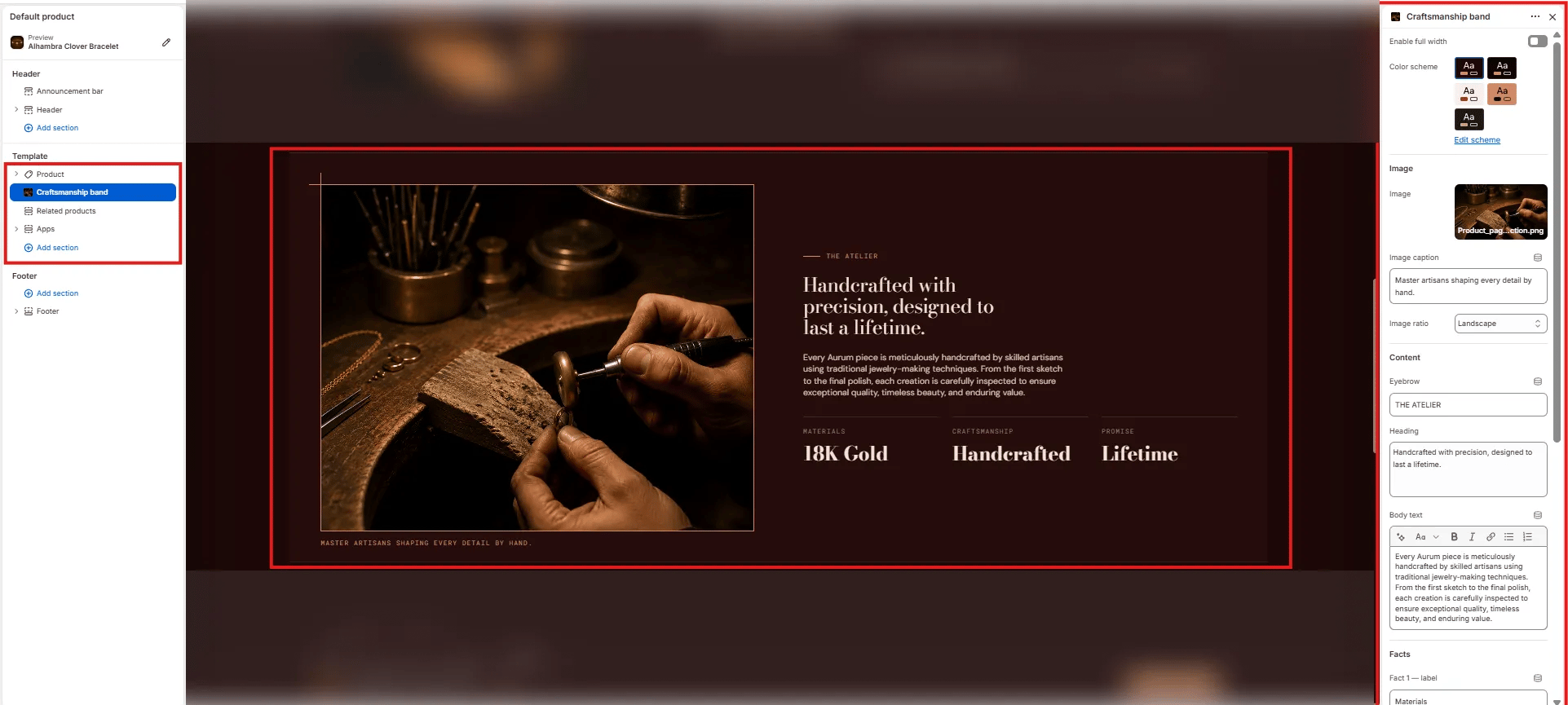 Craftmanship Band Settings