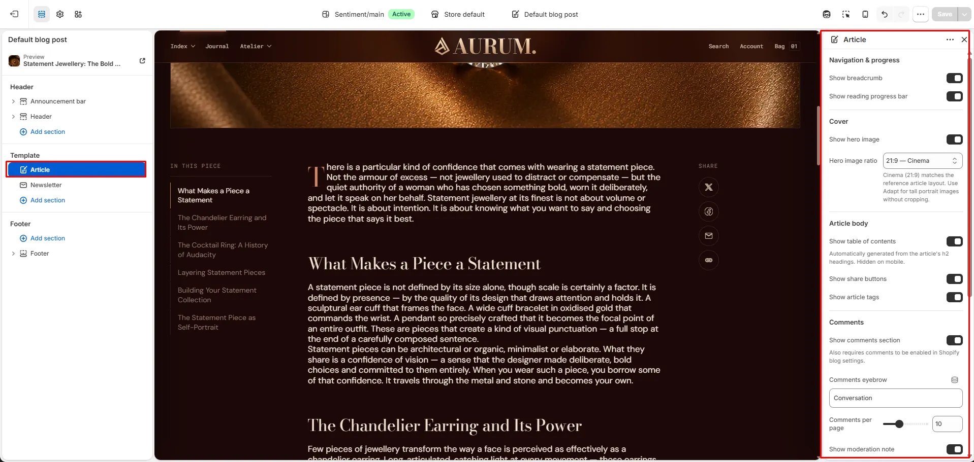 Article Settings