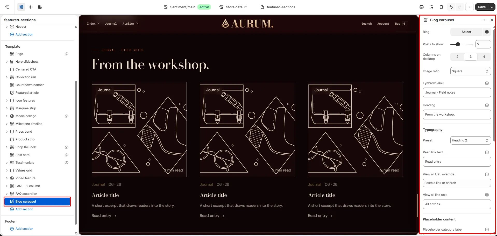 Blog Carousel Settings