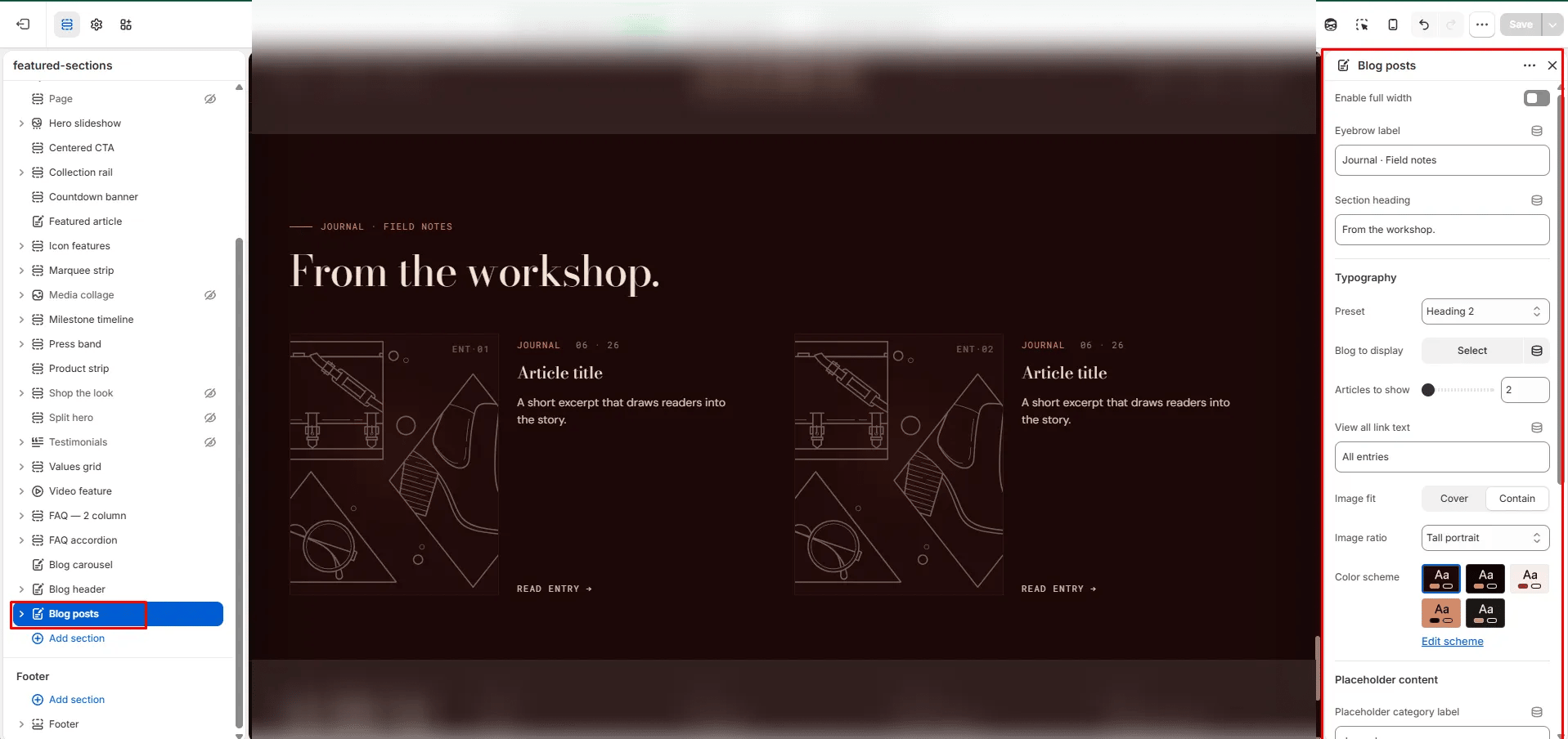 Blog Posts Settings