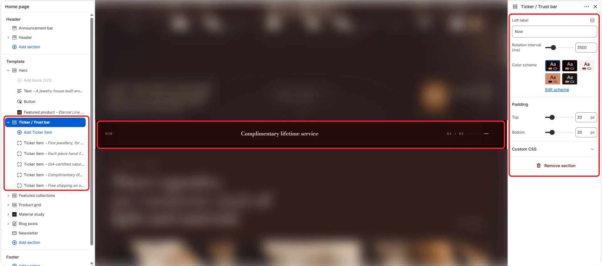 Ticket Trust Bar Settings