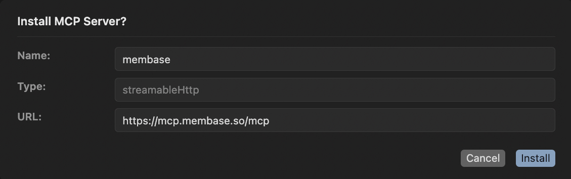 Cursor install dialog