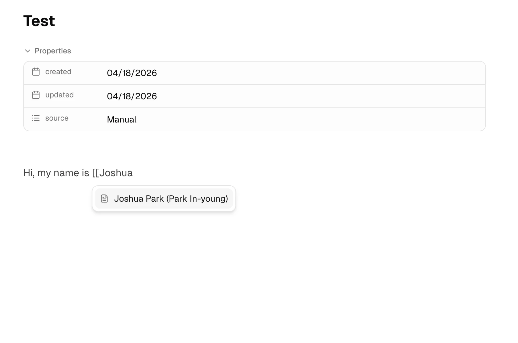 Wiki document editor with wikilink autocomplete