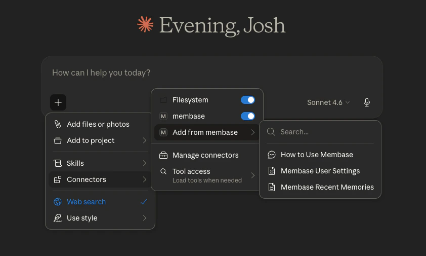 Membase MCP resources in Claude