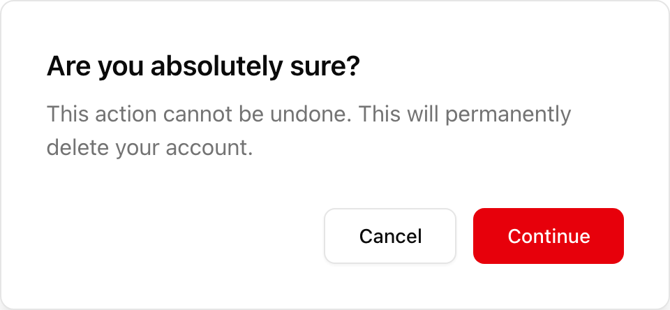 Alert Dialog component preview (light)