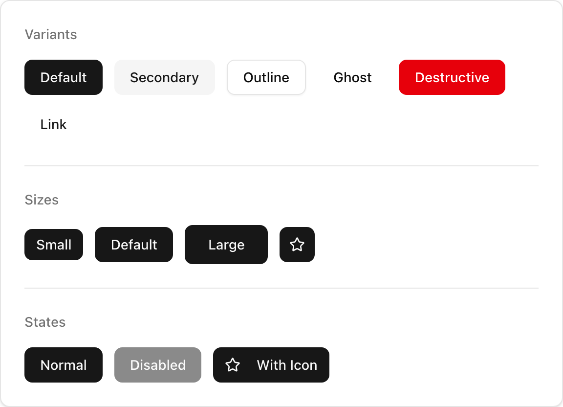 Button component preview (light)