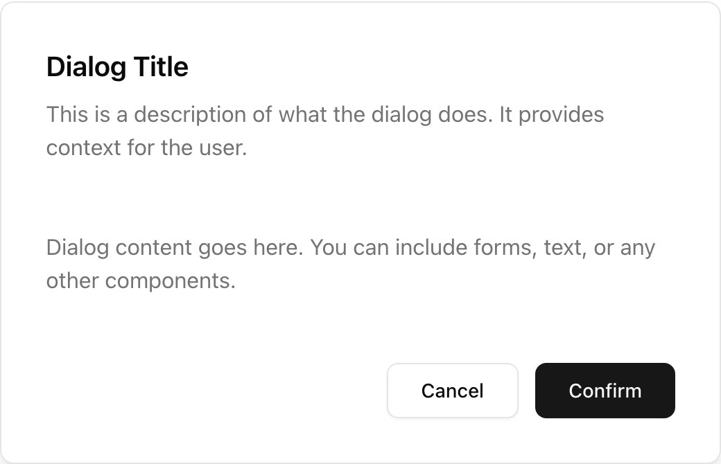 Dialog component preview (light)