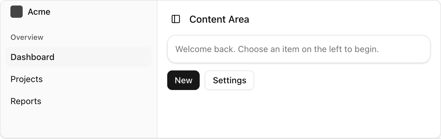 Sidebar component preview (light)