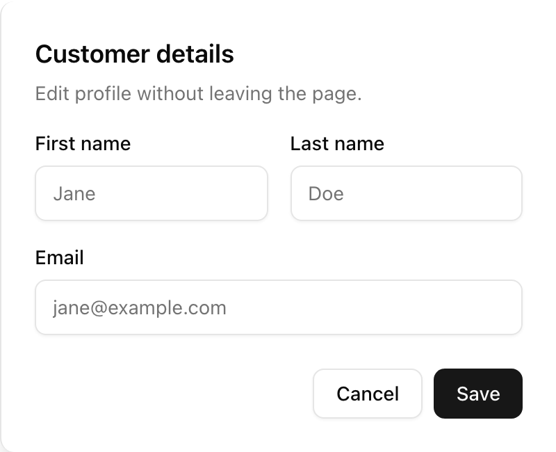 Drawer component preview (light)