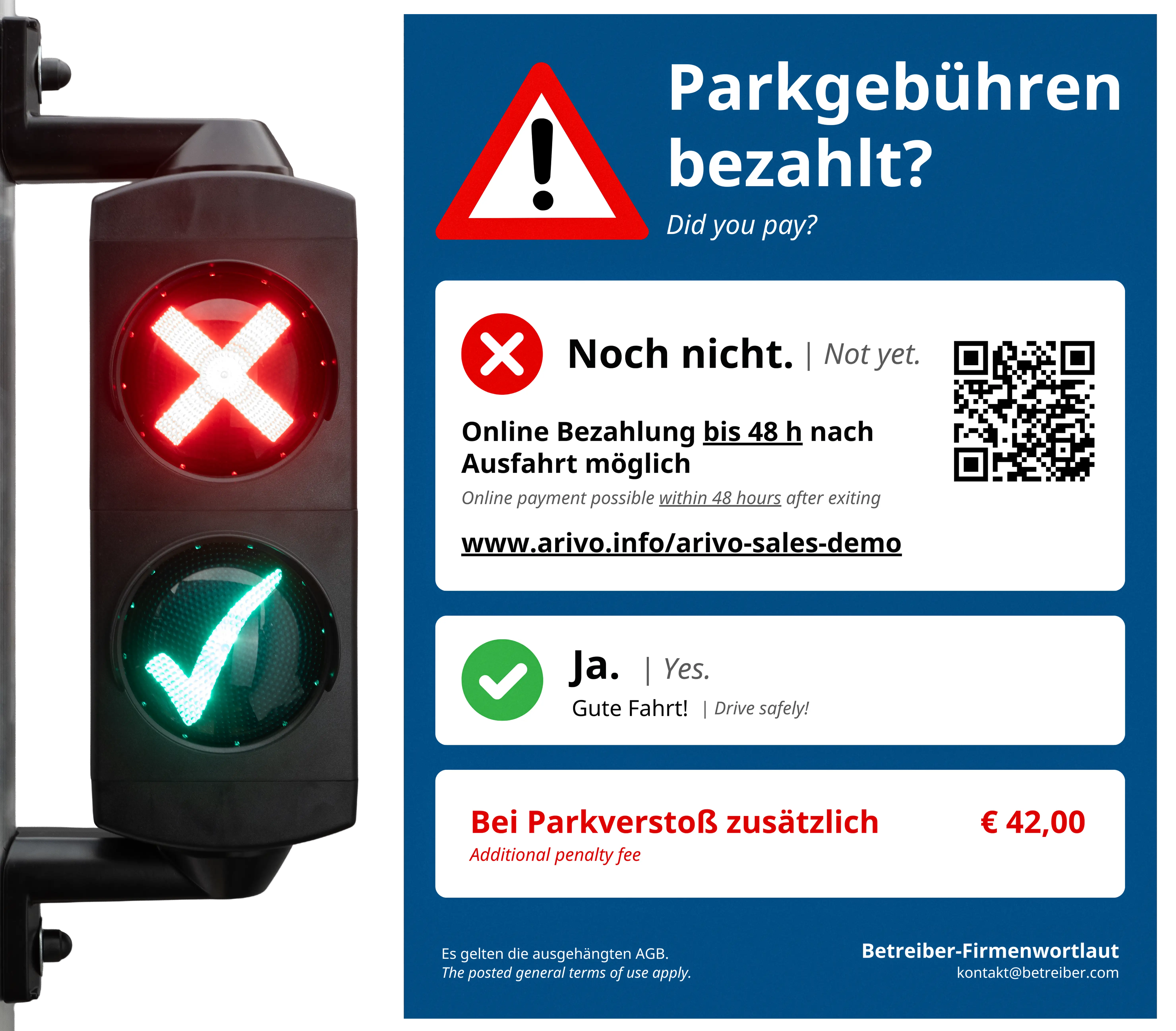 Arivo Go Pay Signal Beschilderung Frontal Freigestellt