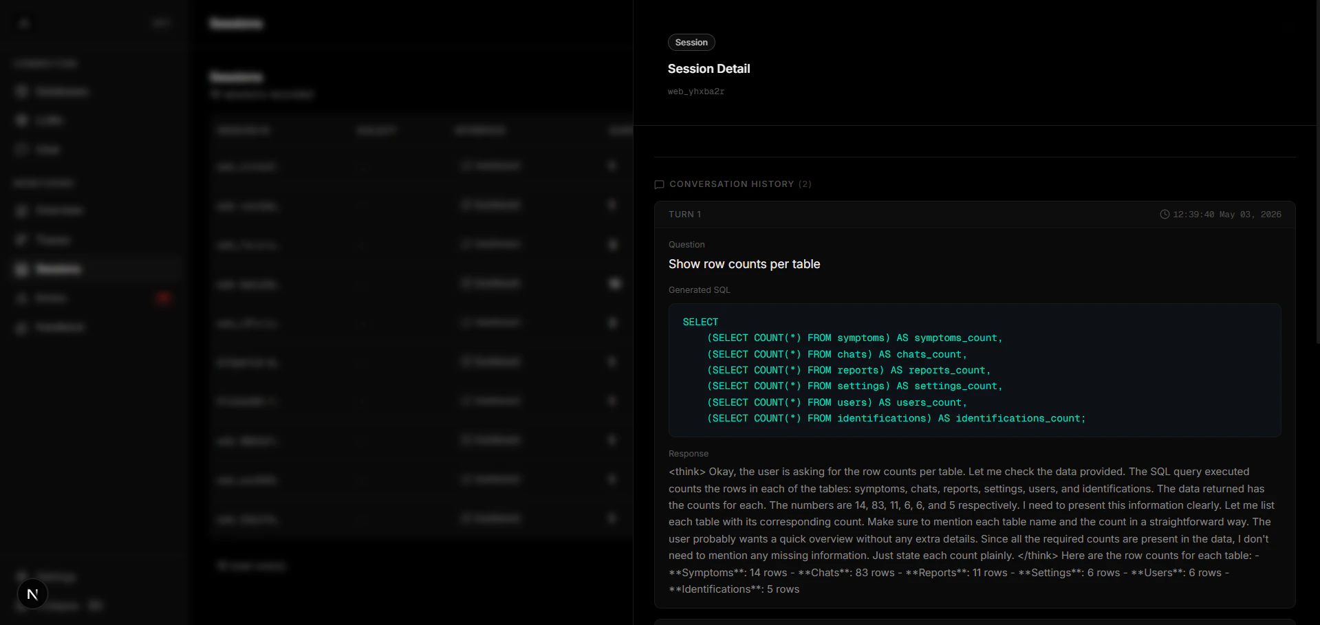 Session Sidebar