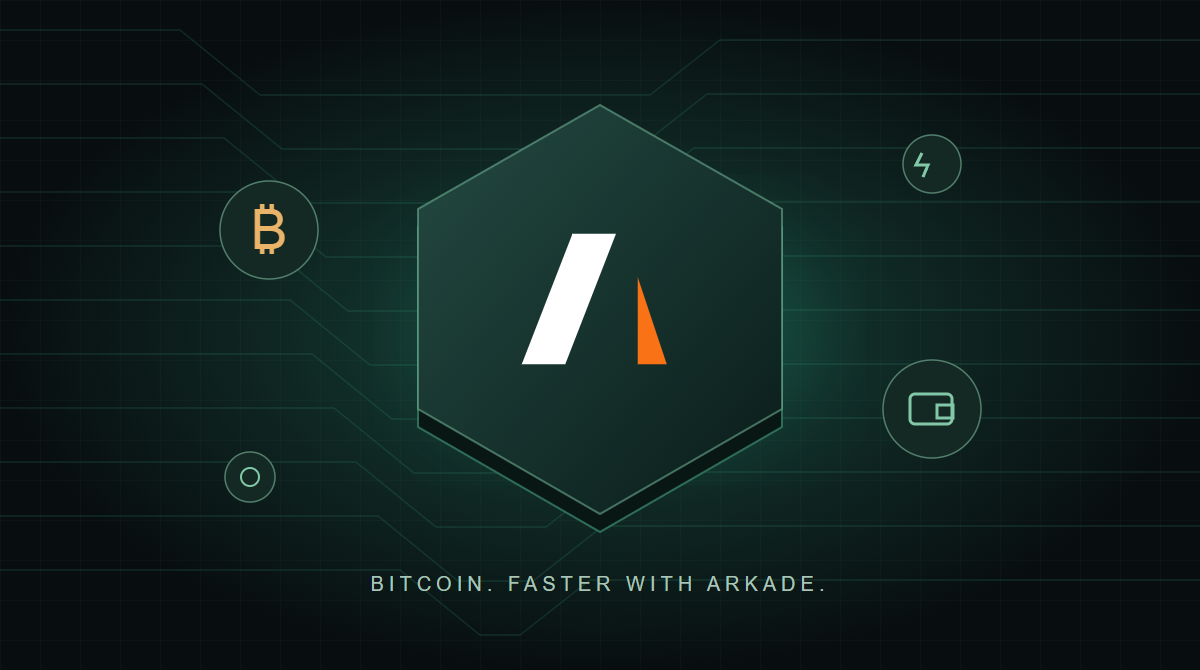 Arksat 品牌图：钱包标识连接 Bitcoin、资产与应用