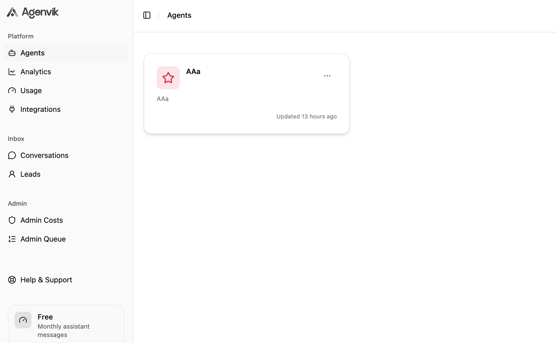 Agenvik agents dashboard placeholder