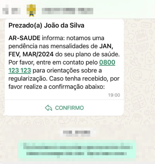Exemplo de AR-WhatsApp com template personalizado
