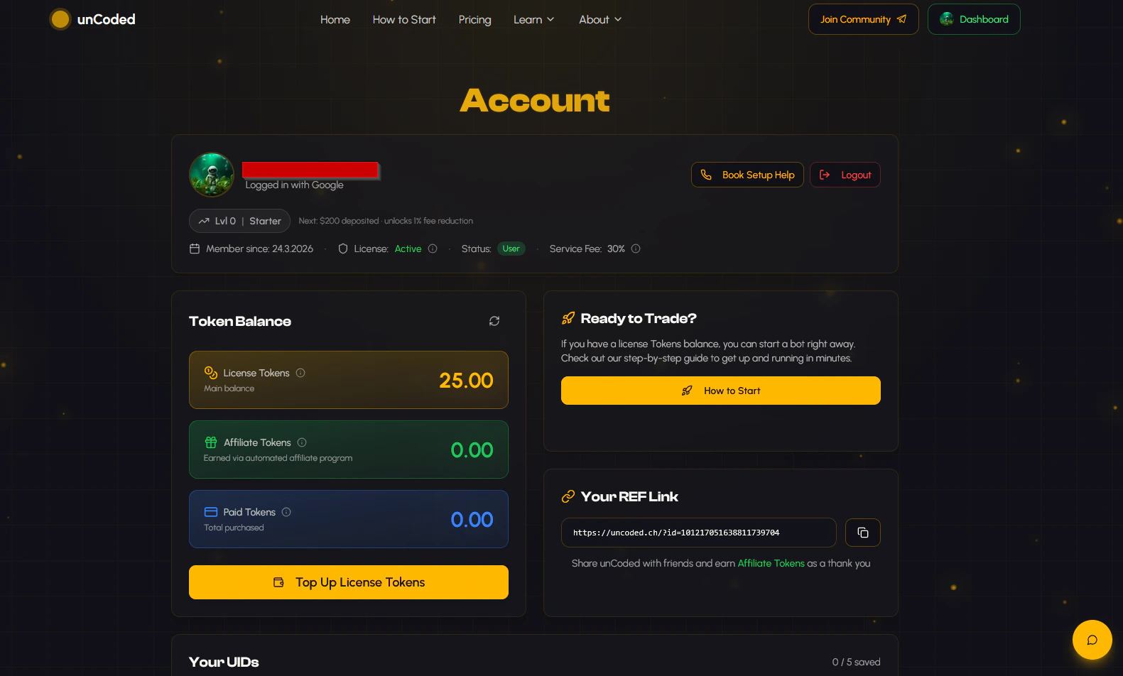unCoded Dashboard Overview