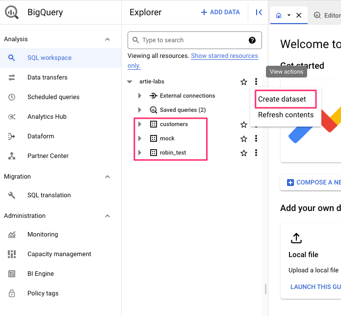 BigQuery dataset