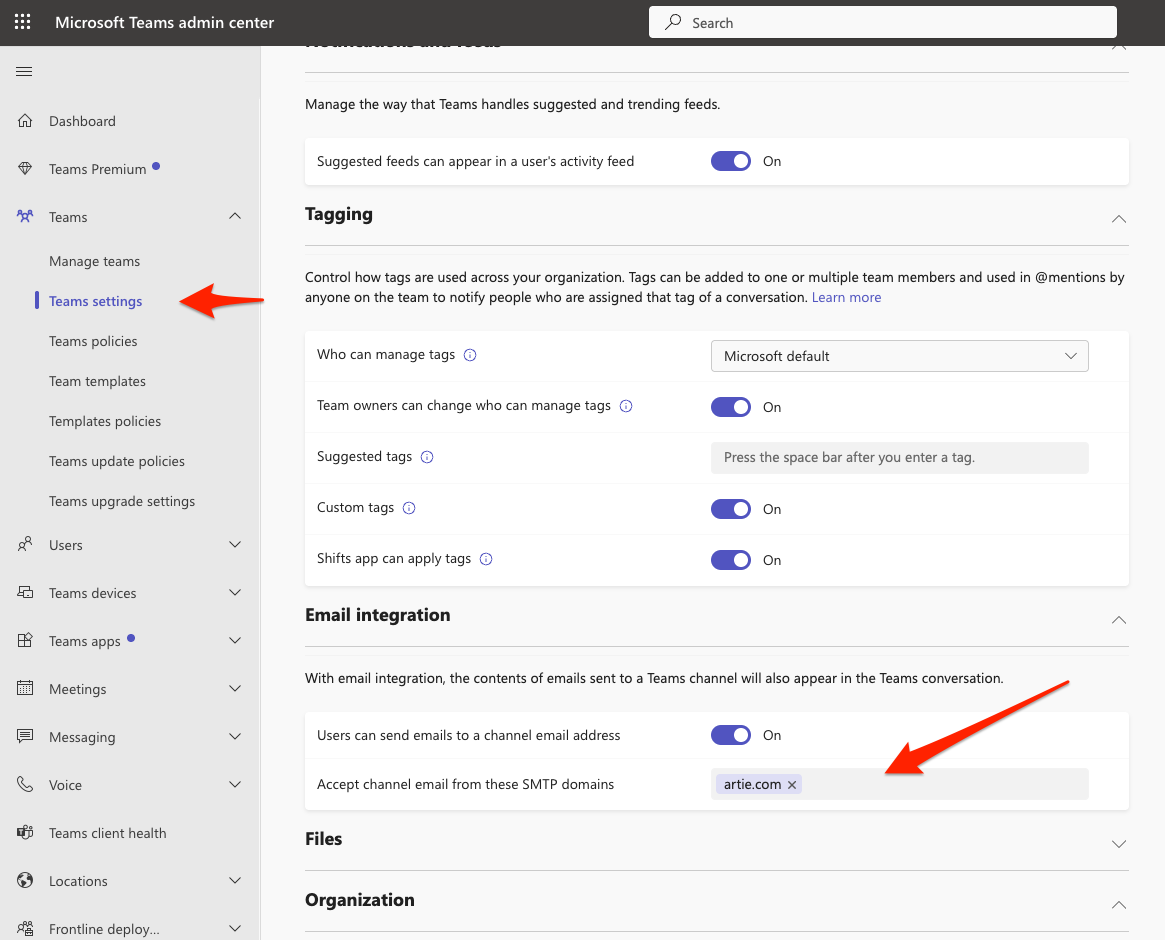 Add Artie as an allowed domain in Microsoft Teams