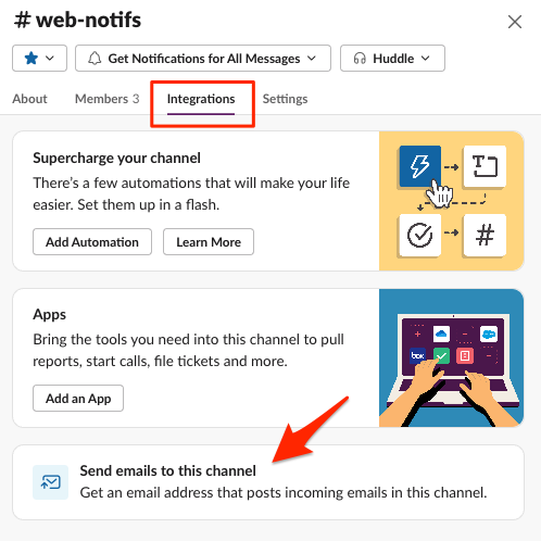Generate an email address for your Slack channel