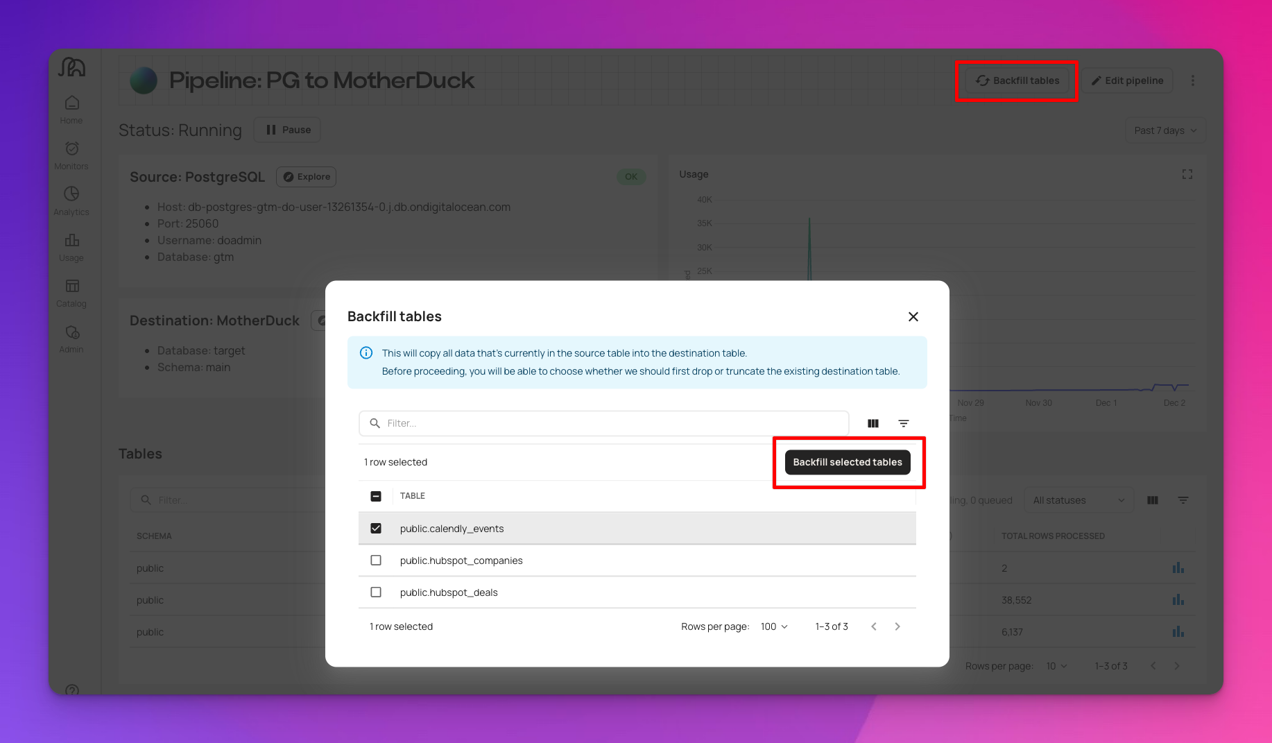 Triggering an ad hoc backfill