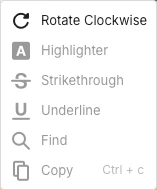 Content menu with rotate icon