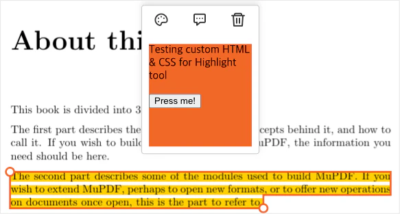 Customized Annotation Popup Panel