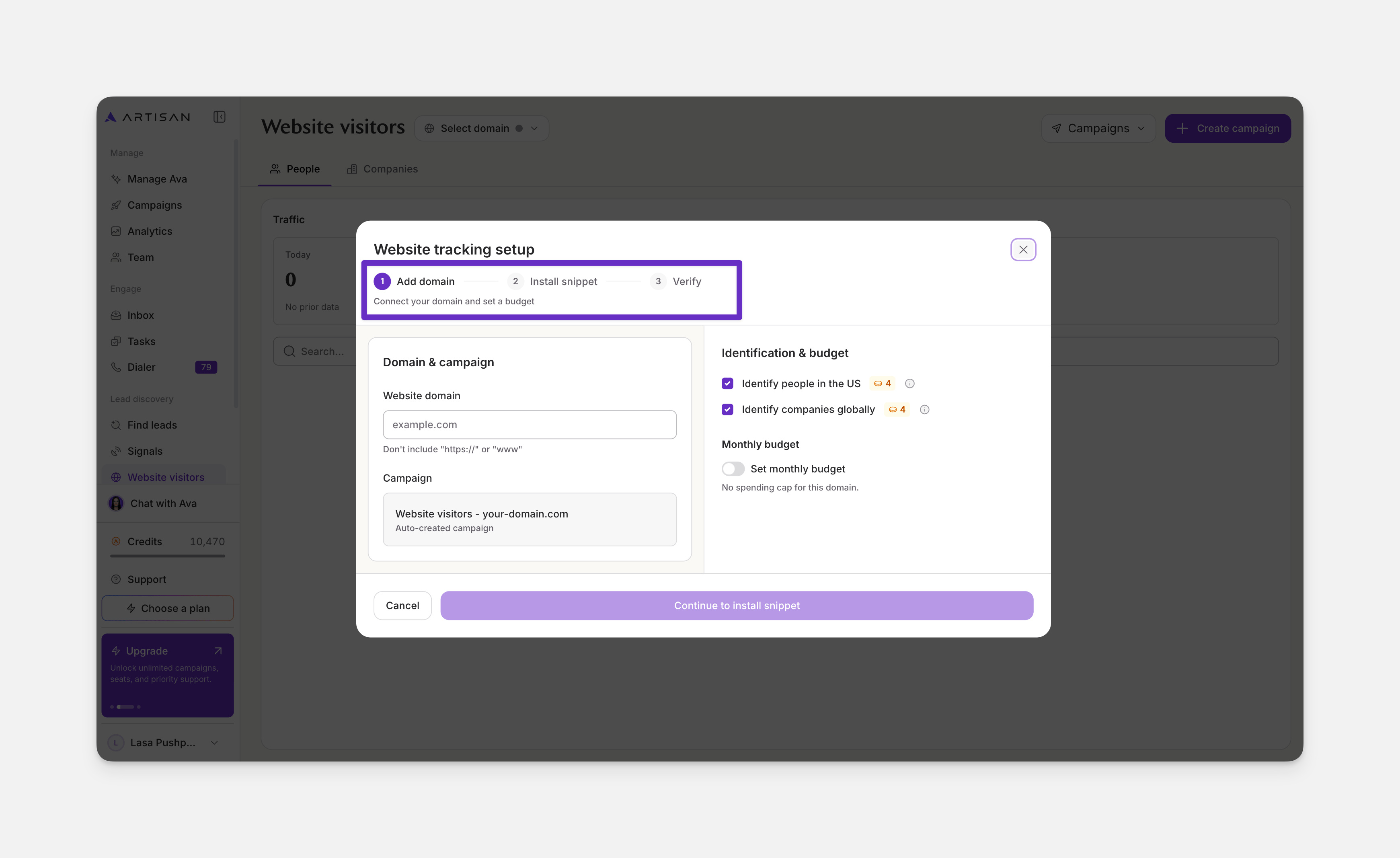 Website Visitors Website Tracking Setup