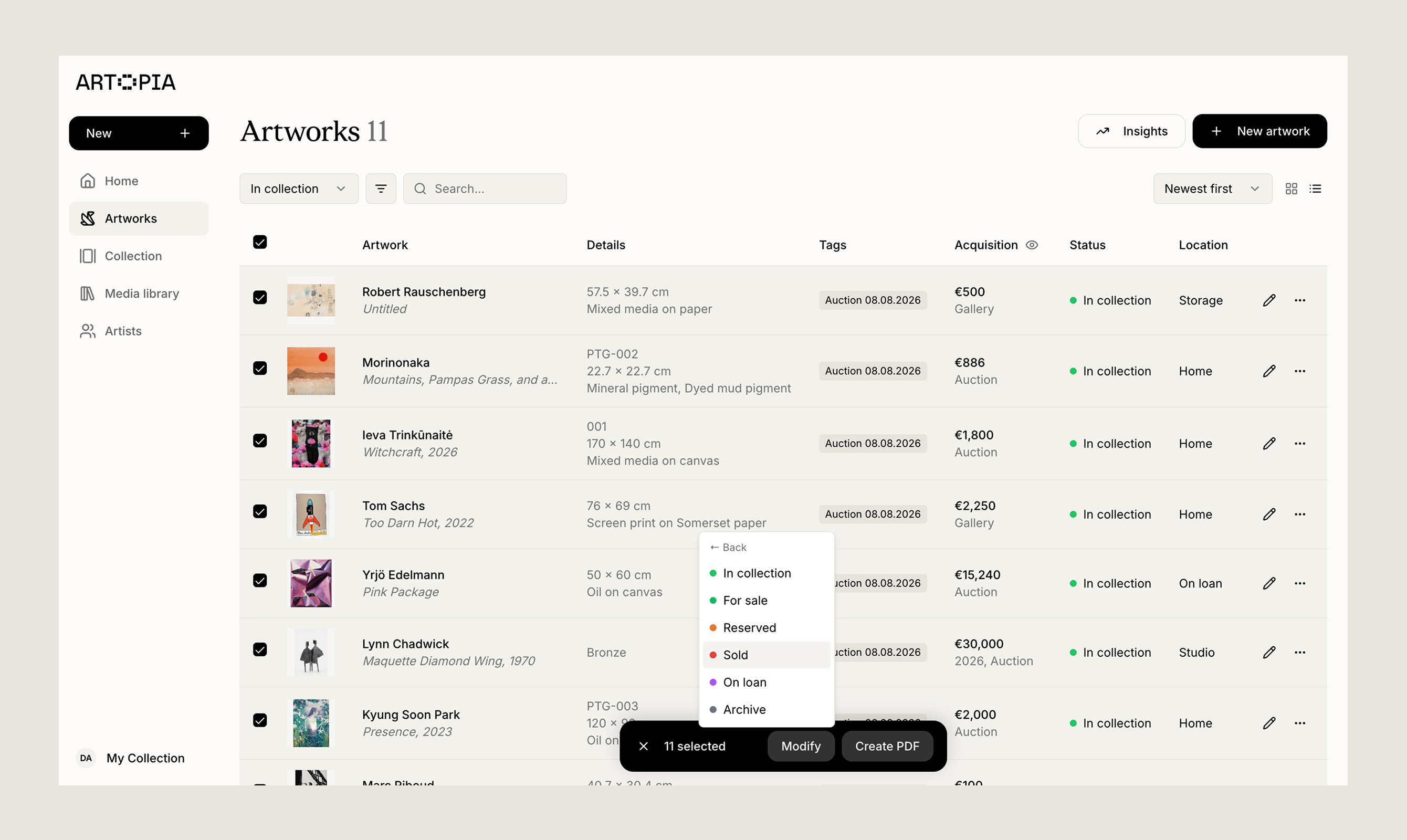 Learn Bulk Actions Artopia