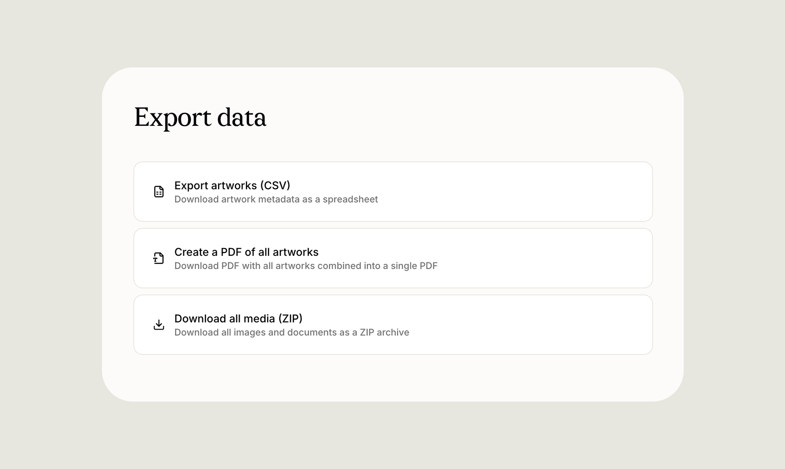 Artopia Export Data Example
