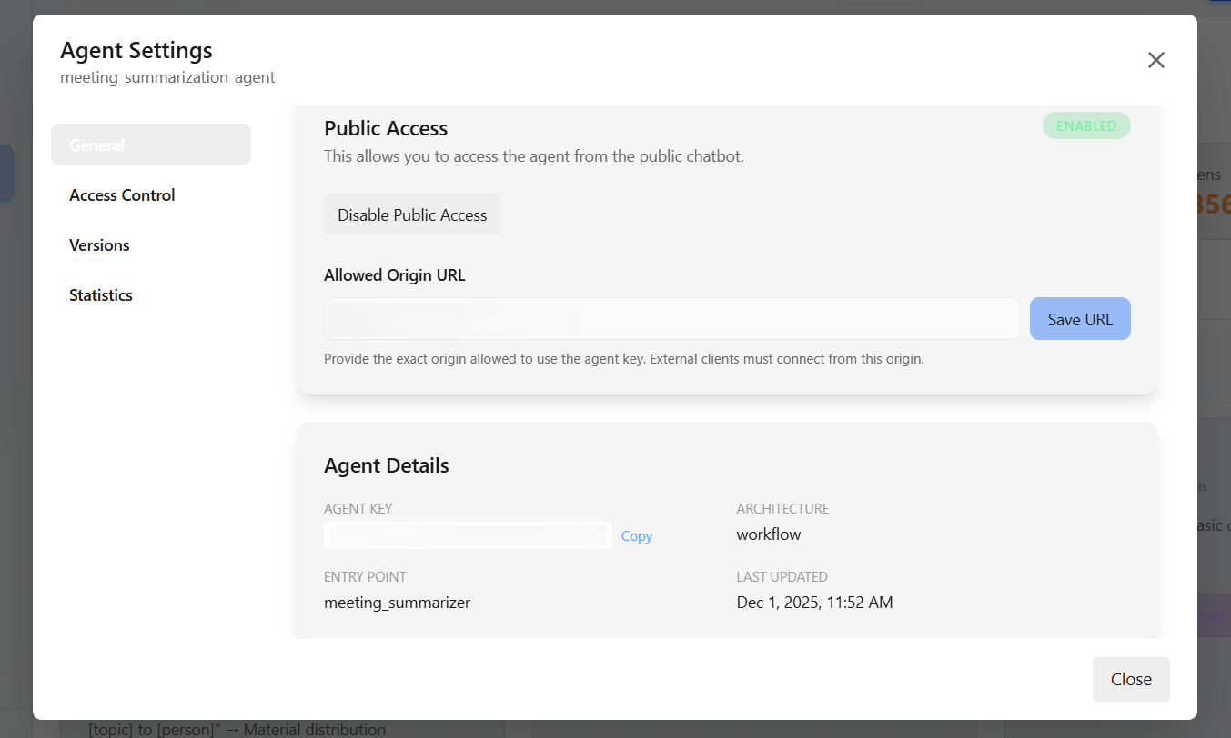 Agent Settings General