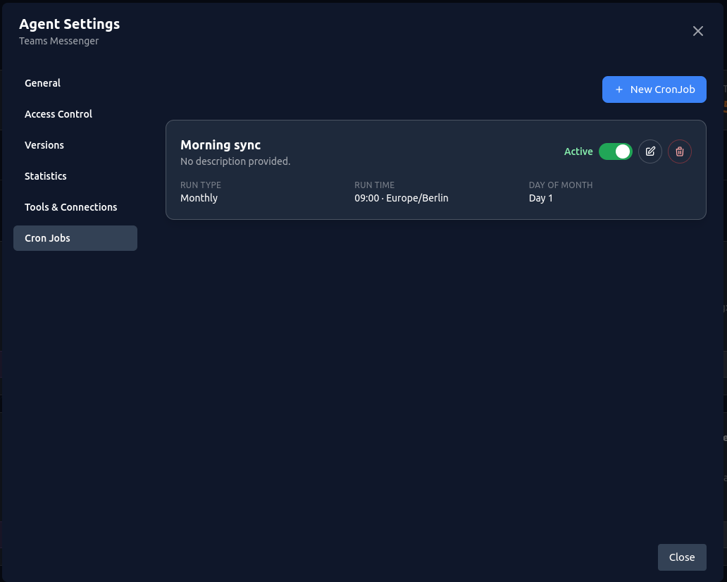 Cron Jobs list