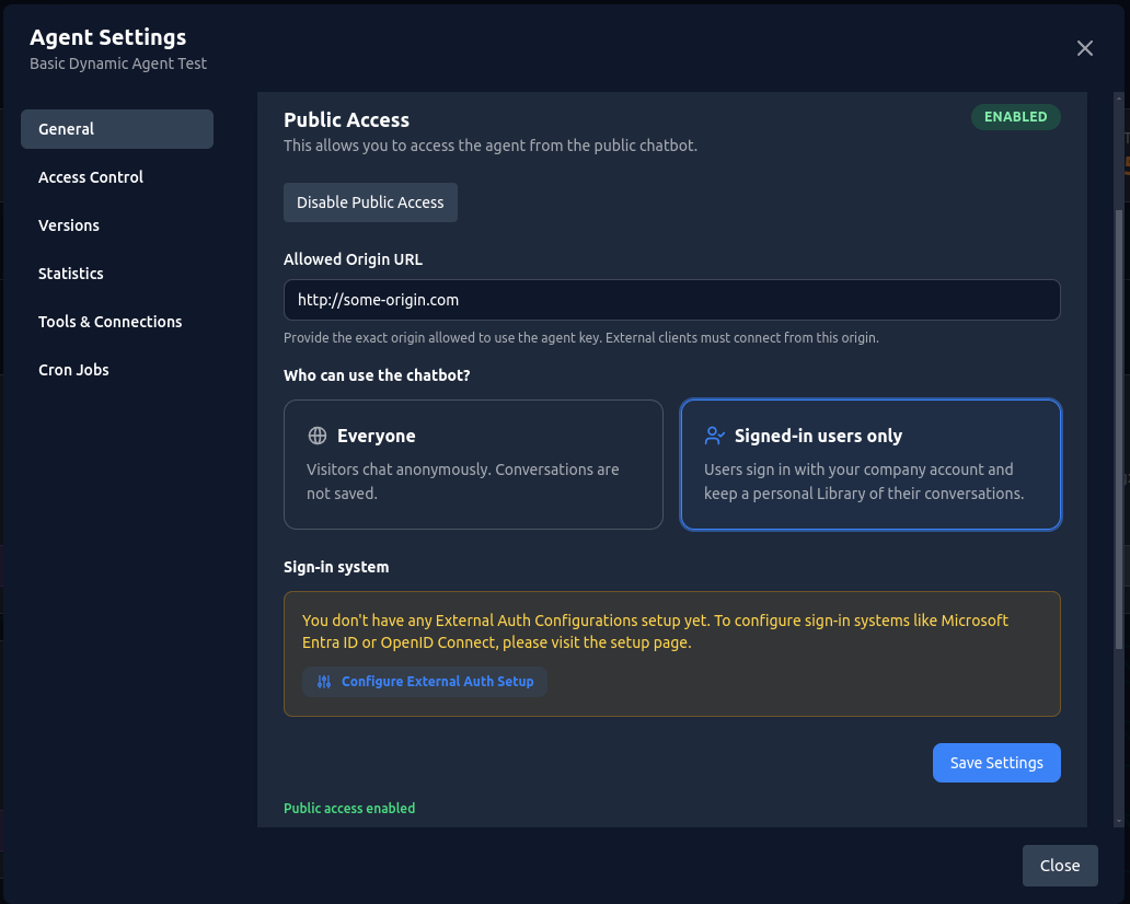 Signed-in users only and sign-in system selection