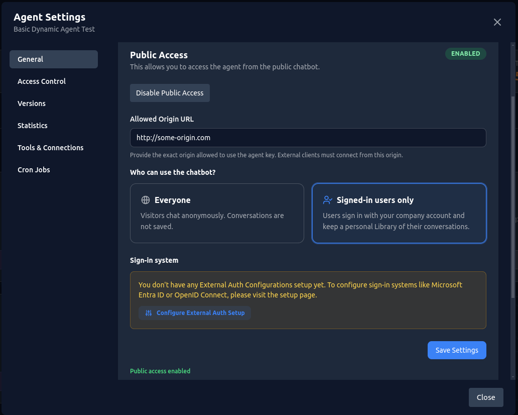Signed-in users only and sign-in system selection