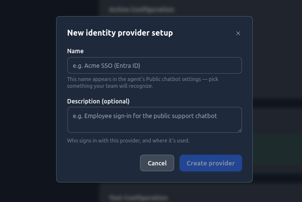New setup modal