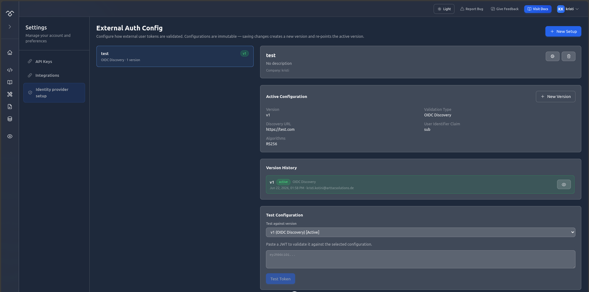 External Auth Config overview