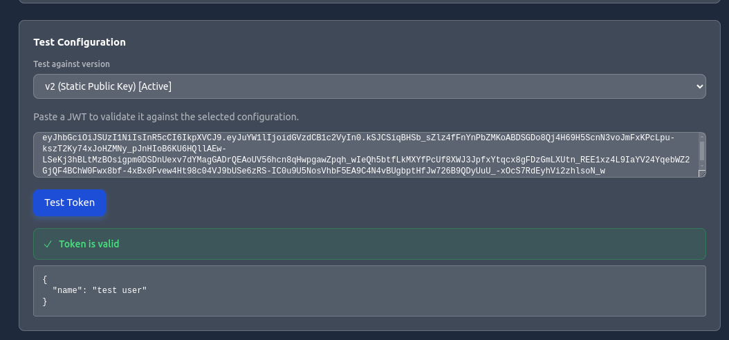 Test configuration