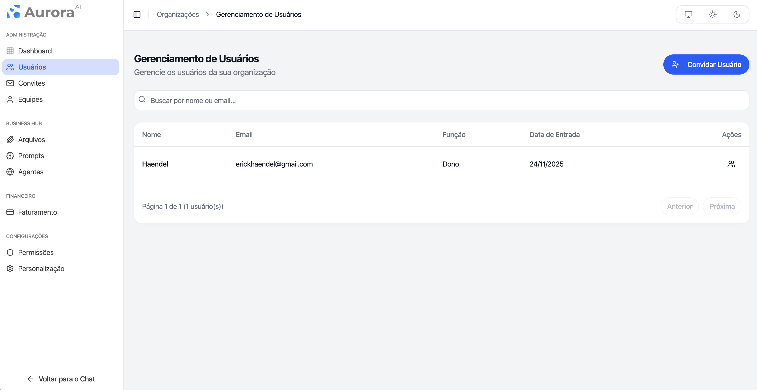 Gerenciamento de Usuários