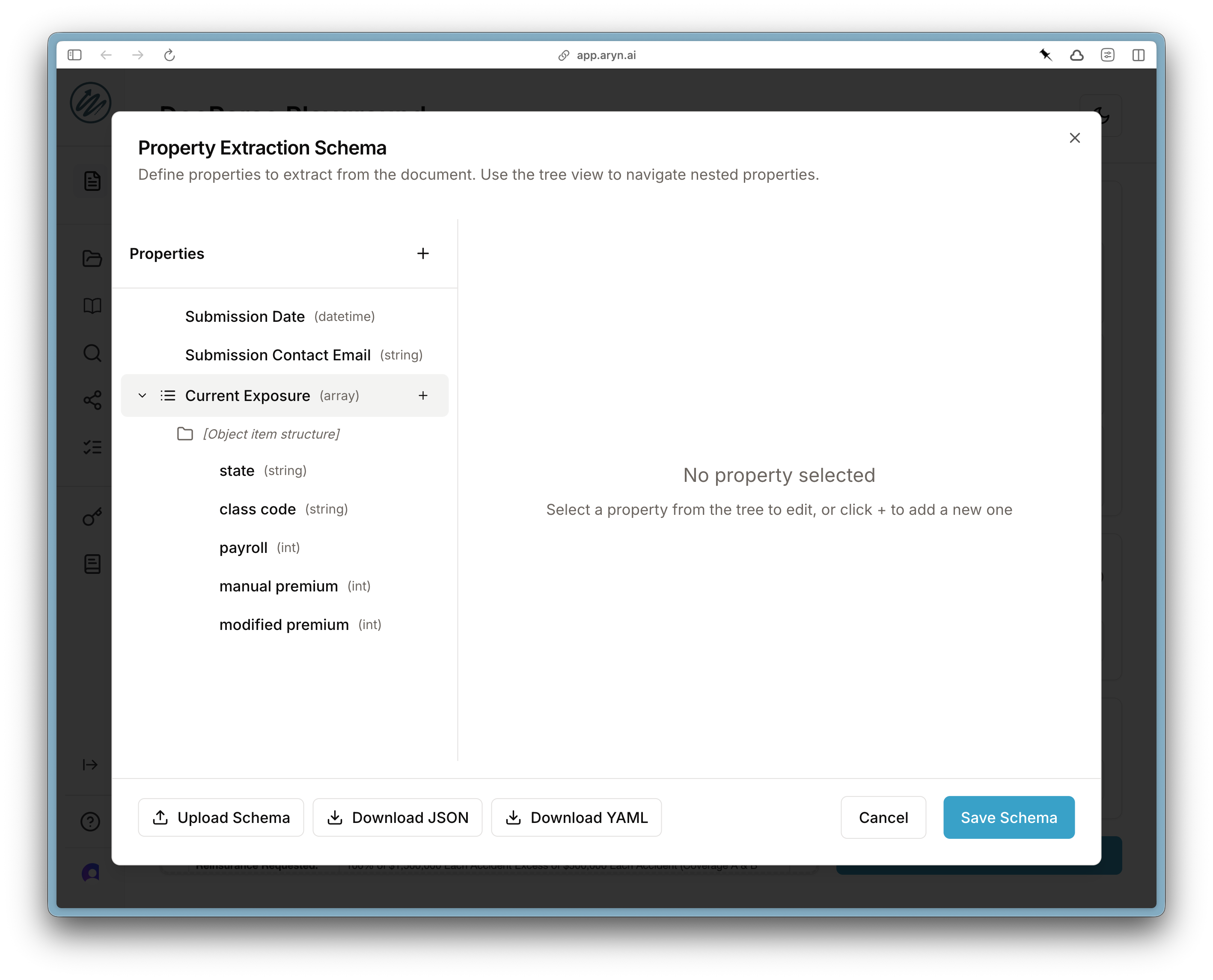 The final Schema in the DocParse UI