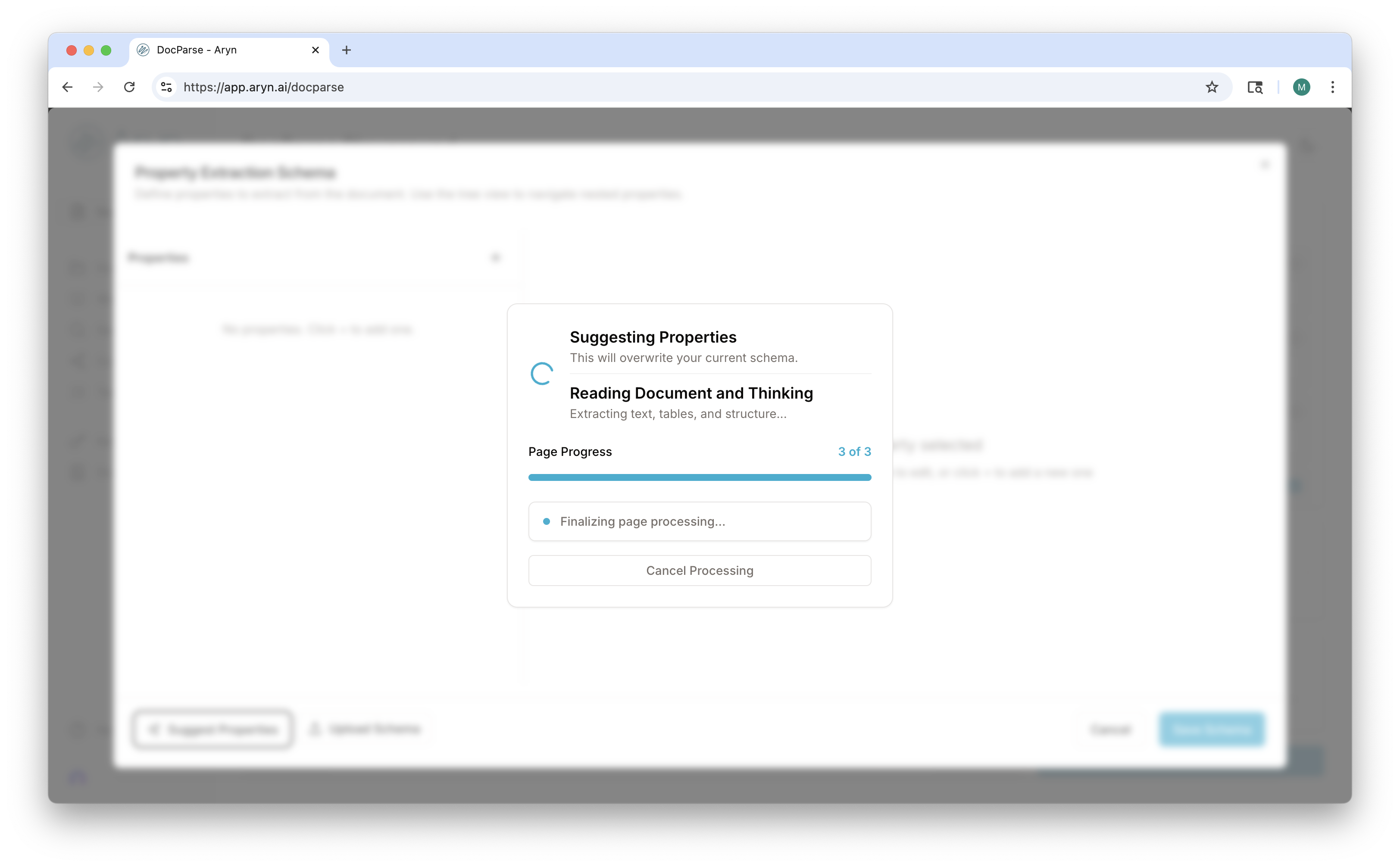 Suggested Properties in the DocParse UI