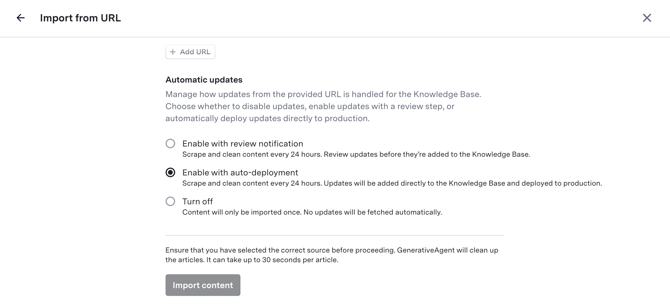 Automatic updates dialog