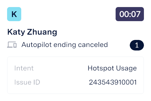 Autopilot ending canceled message showing along with a new message icon showing on the conversation.