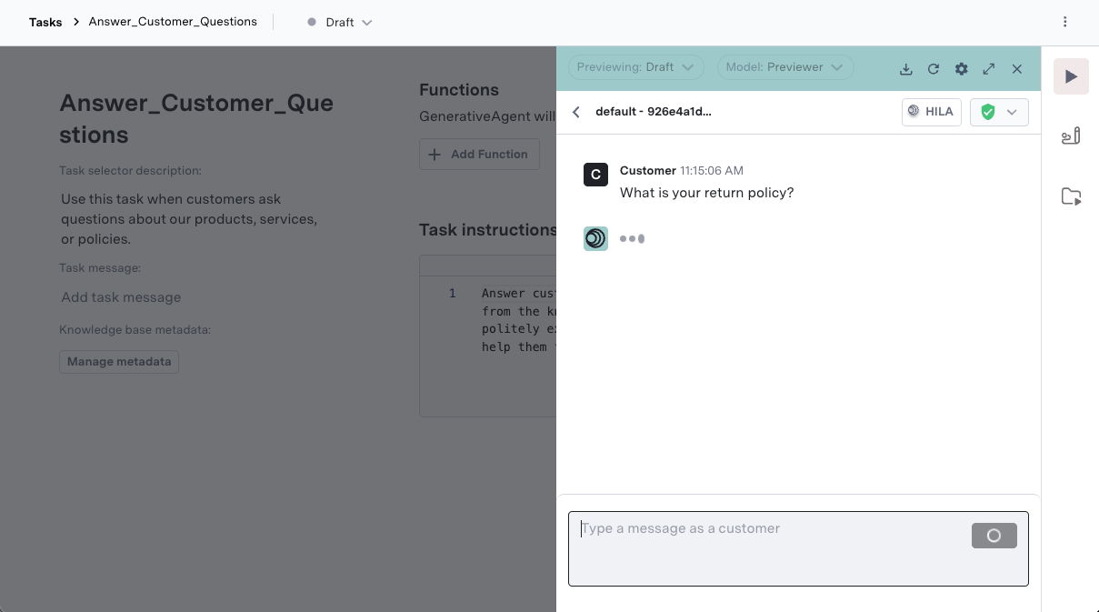The previewer side panel