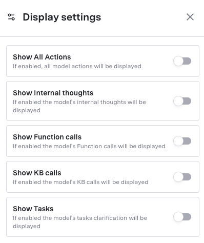 Model actions filter