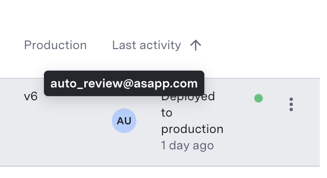 Auto-deploy indicator in Production table