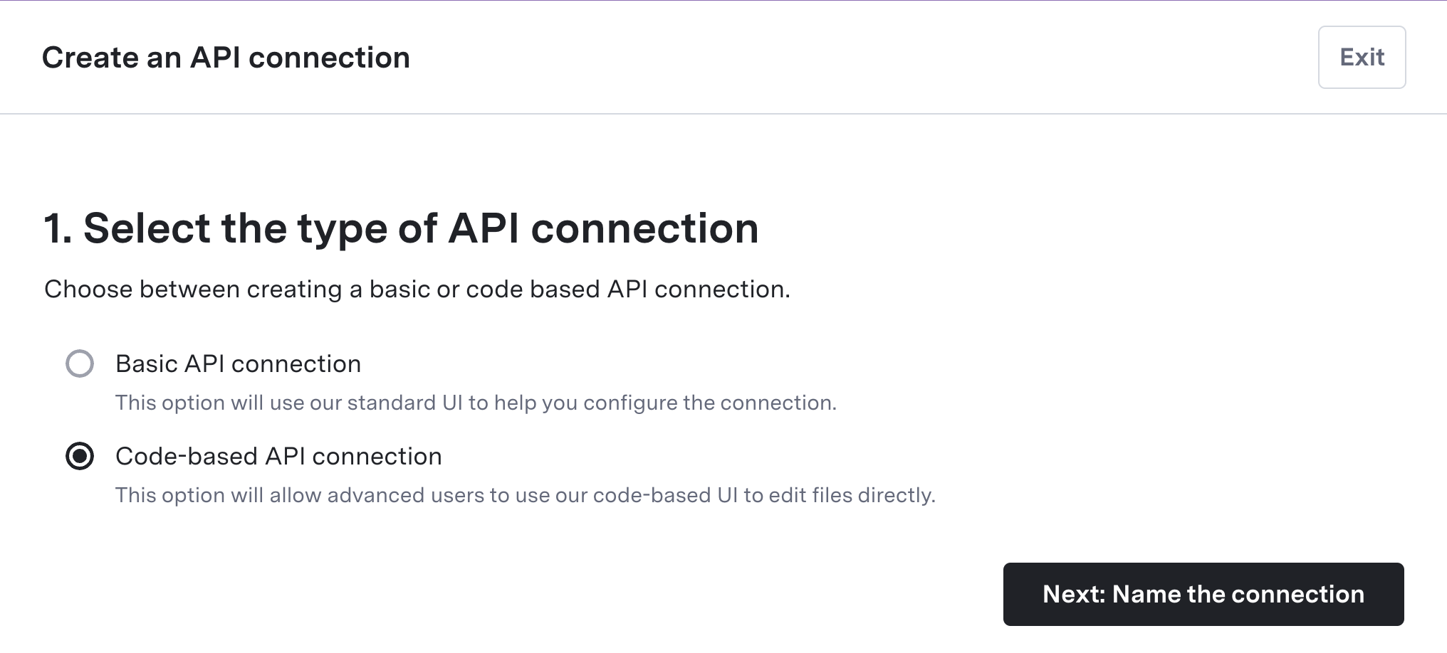 Create Code API Connection