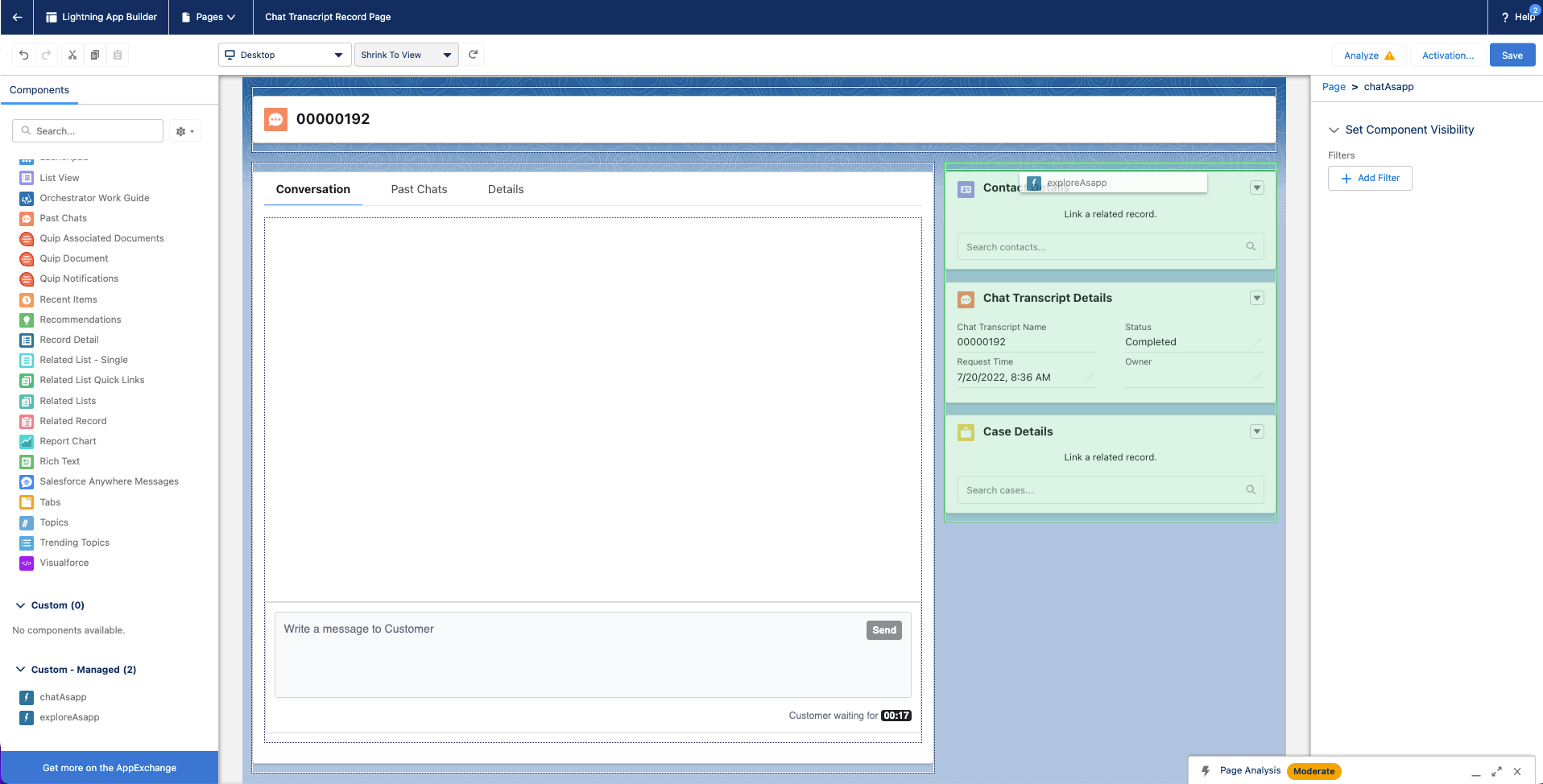 Salesforce Lightning Chat Transcript Page