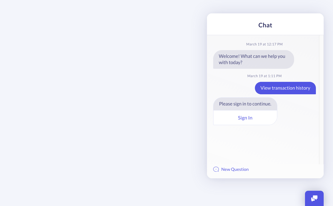 Screenshot of Sign In button in ASAPP Chat SDK web integration