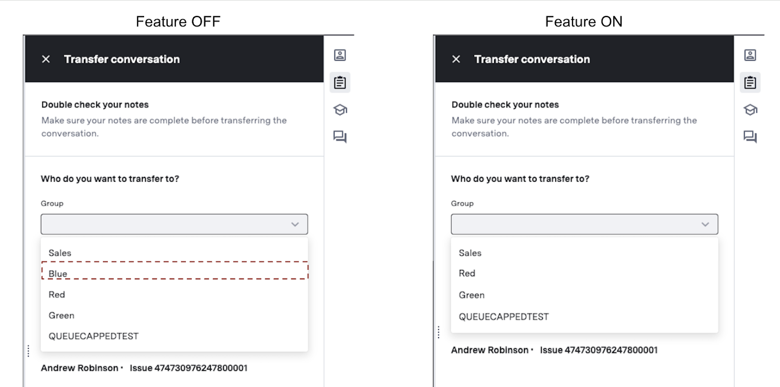 Disable Transfer to Same Queue in Agent Desk