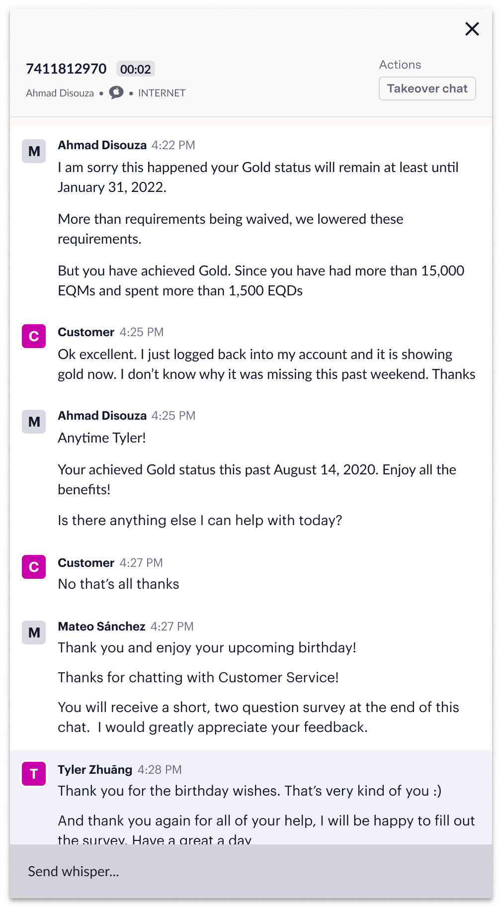 Chat Takeover
